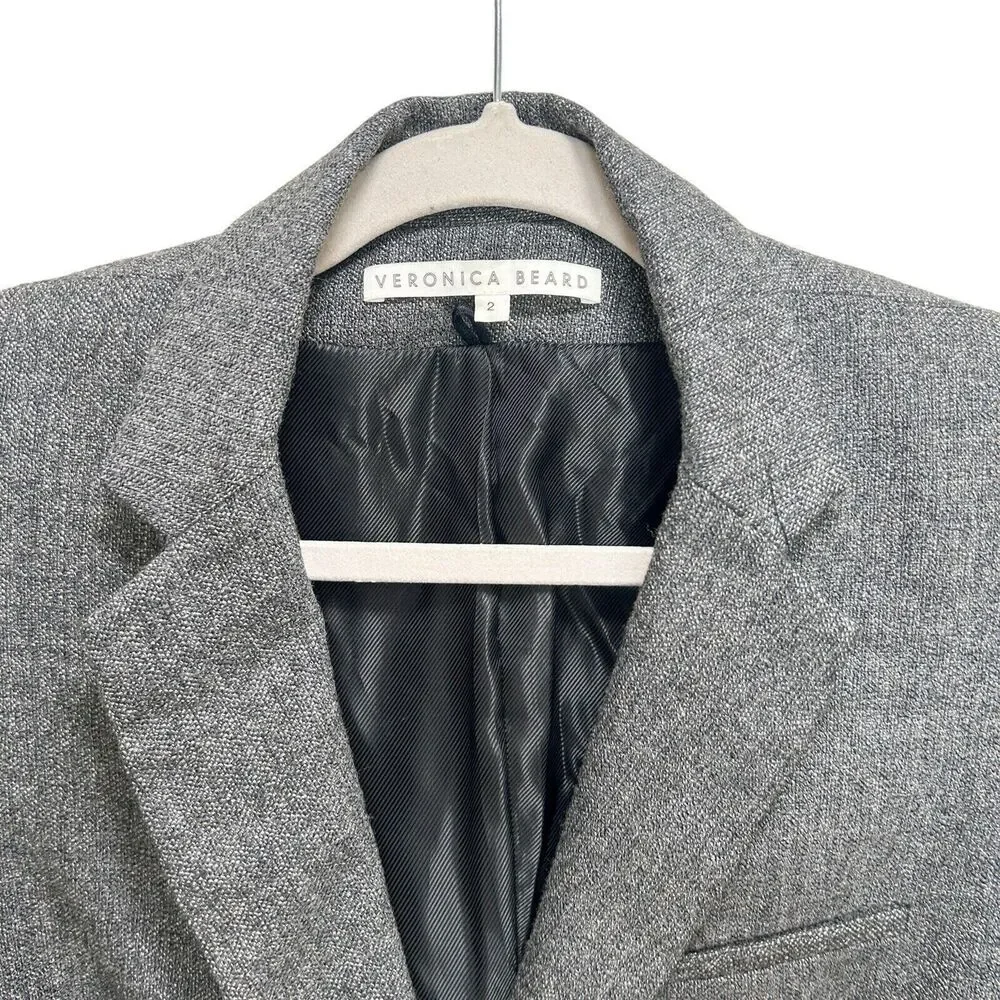 Veronica Beard Wool Two Button Front Dickey Jacket Blazer in Grey Size 2 - Picture 2 of 6